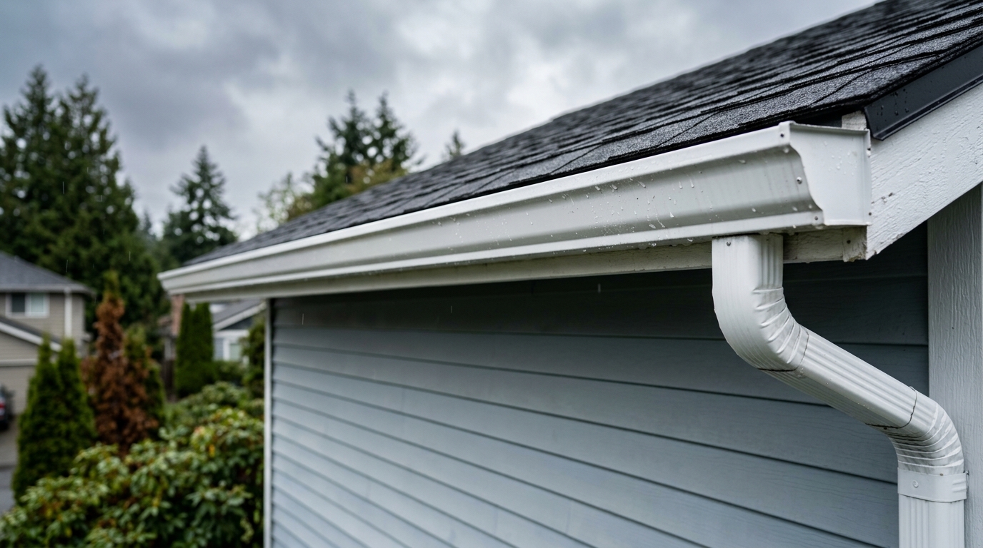 Rain gutter on a home